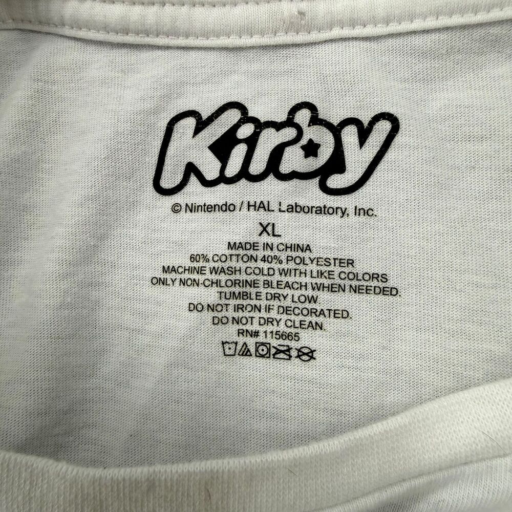 Nintendo Kirby Banana Graphic Shirt XL White Japanese Puffy Print Gamer Anime - Picture 9 of 10